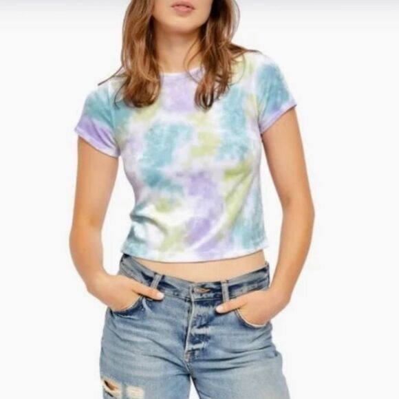 NWT Free People Bright Eyes Cloud Combo Tee Small - Picture 1 of 10